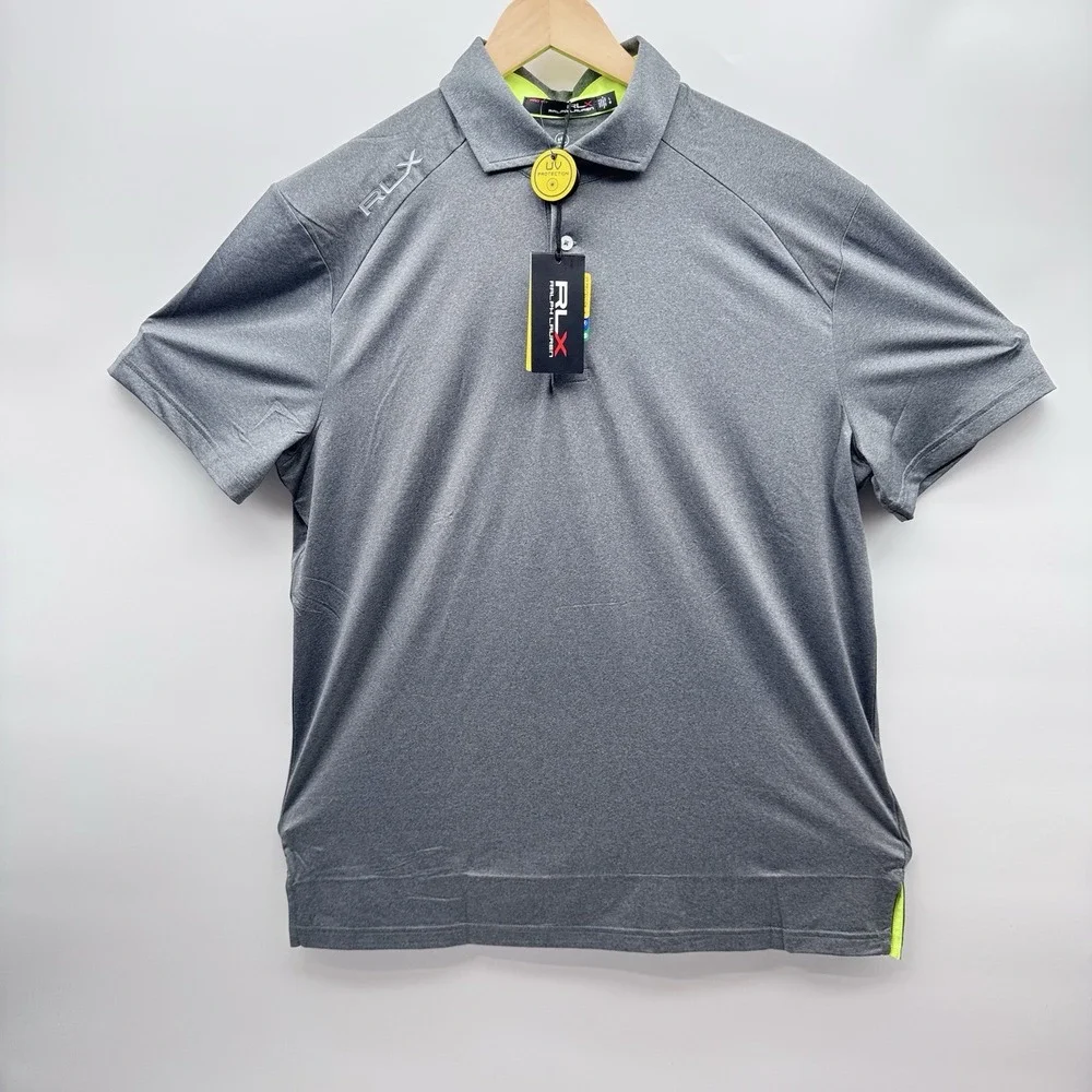 Ralph Lauren RLX  Spyglass Grey Heather Mens Large Button Down Polo Shirt